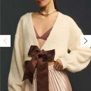 Maeve Bouclé Bow-Front Cardigan Sweater